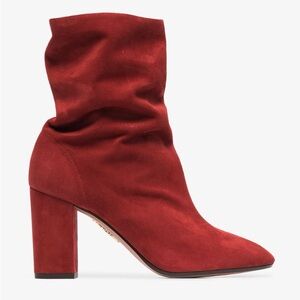 Red suede Aquazurra ankle boots